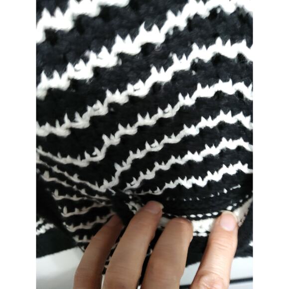 Coastal Chunky Knit sweater vest blk/white striped Buttoned Fisherman Womans L - Picture 7 of 9